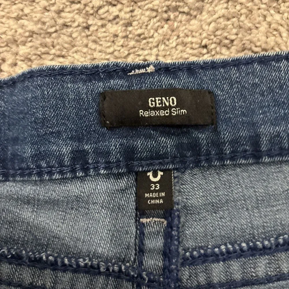 True Religion Men's Geno Relaxed Slim Fit Straight Jeans, Size 33 X 30